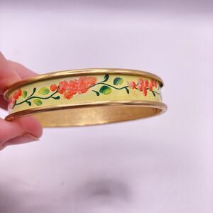 Vintage Jeanne M Floral Bangle Bracelet Signed Cottage Core Bohemian Romantic